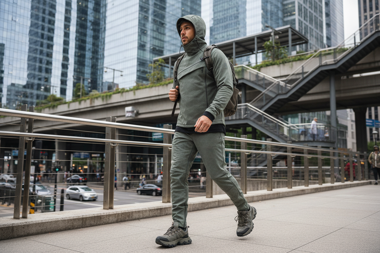 Gorpcore tech wear lifestyle shot